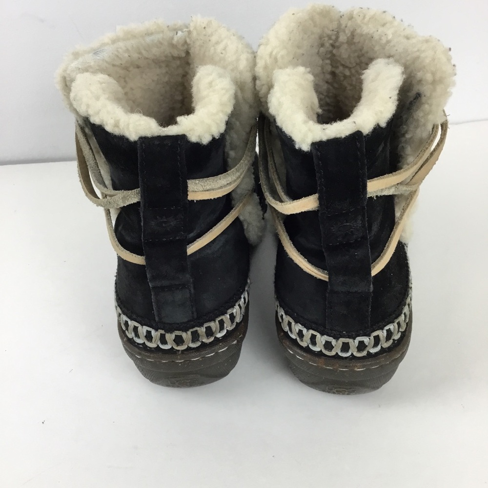 Ugg Women's Black Cove 5178 Suede Fur Ankle Winter Boot - Picture 5 of 12